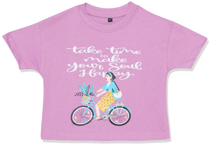 T2F Girls Cotton Printed Oversized Fit Crop Top (Pack of 5)