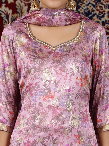 Aurelia WomenS Floral Printed Straight Kurta Set With Palazzos And Dupatta For Women