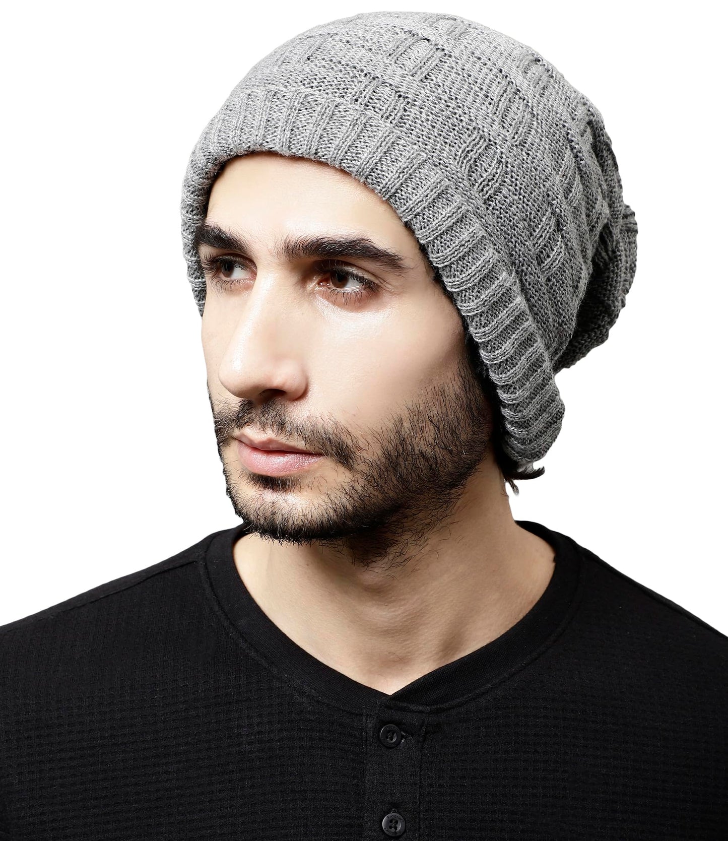 Weavers Villa Snow Proof Inside Fur Acro Wool Unisex Beanie Cap Knit Hat Thick Fleece Lined Winter Cap for Men & Women, Free Siz