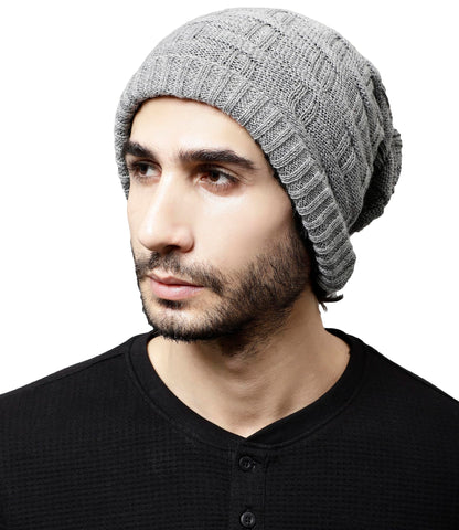 Weavers Villa Snow Proof Inside Fur Acro Wool Unisex Beanie Cap Knit Hat Thick Fleece Lined Winter Cap for Men & Women, Free Siz