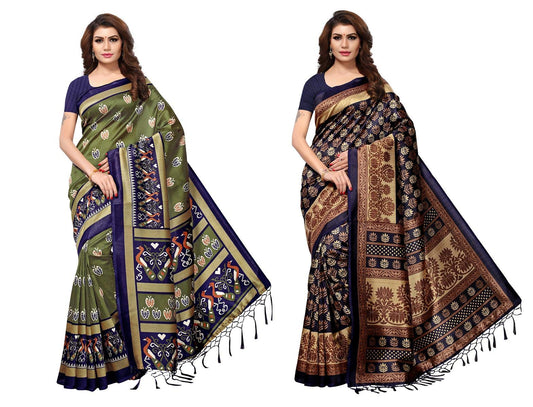 Gosriki Women Art Silk With Blouse Piece Saree Combo-812_Multicoloured_Free Size