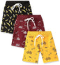 T2F Boys Cotton Printed Shorts with Two Side Pockets (Pack of 3), Assorted, 7-8 Years