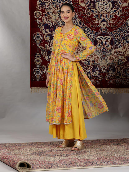 Aurelia WomenS Floral Printed Flared Kurta Set With Palazzos And Dupatta For Women