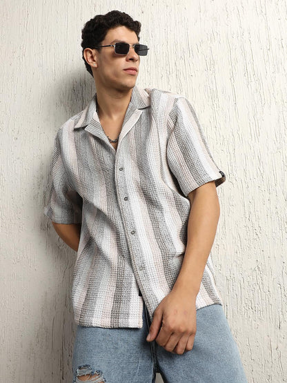 Hubberholme Men Summer Cotton Spread Collar Short Sleeves Oversized Casual Shirt 28 Green