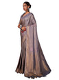 Vardha WomenS Kanchipuram Art Silk Saree With Unstitched Blouse Piece - Gold Copper Silver Zari Woven Work Sarees For Wedding (
