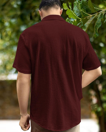 I Enterprise MenS Regular Fit Solid Soft Touch Cotton Casual Shirt Design With Spread Collar & Half Sleeve (Pack Of 2) Color_Ma