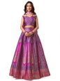 Purvaja WomenS Jacquard Semi-Stitched Lehenga Choli (Lihaaz-Wine_Wine_Free Size)