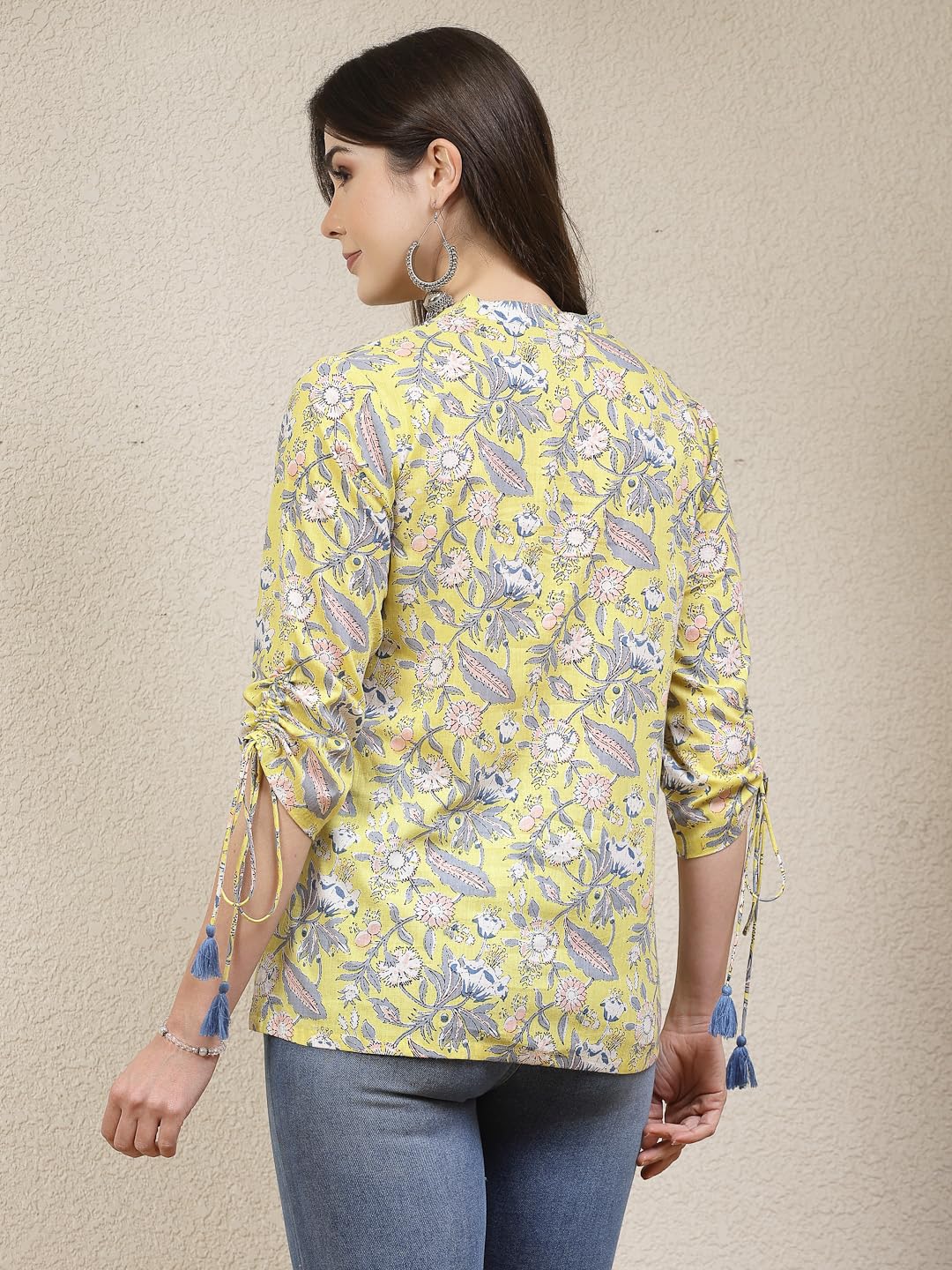 Stylum Womens Floral Printed Cotton Shirt Style Top