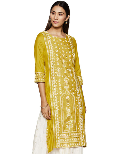 W for Woman Rayon Straight Placement Kurta