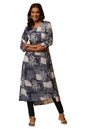 Aurelia Women Blue Geometric Print Rayon Flared Kurta_24Fea14819_L