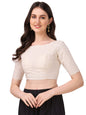 Oomph! Traditional Cotton Fabric Blouse For Women | Round Neck., Elbow Length Sleeves | Wedding & Festival Wear | Comfortable &