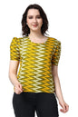 POPWINGS Casual Printed Puff Sleeves Round Neck Top for Women || Stylish Latest Summer Tops for Women || Hip-Length Women Top