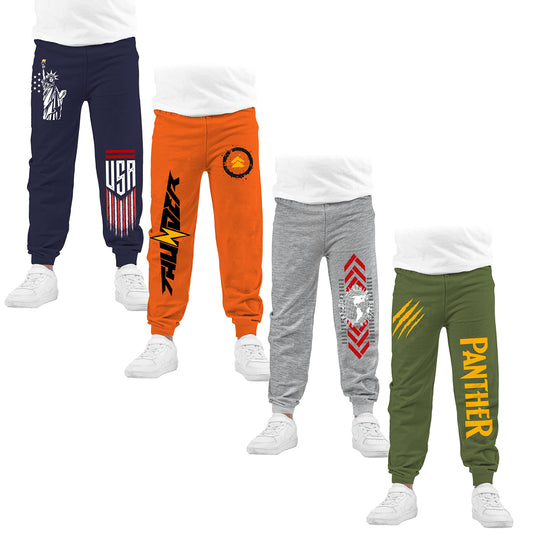 KYDA KIDS Boys Cotton Printed Track Pants - (Pack of 4)