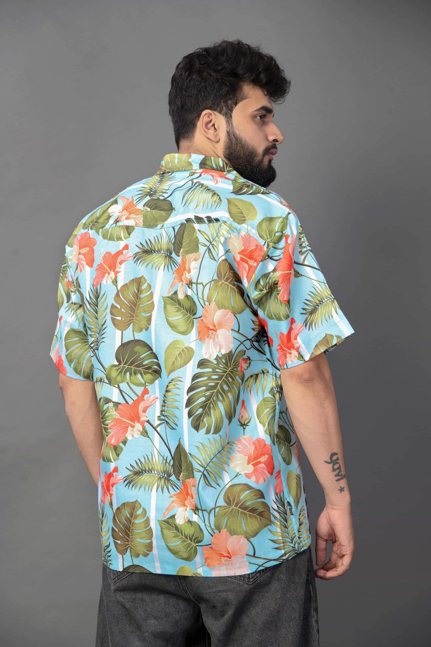 Brown Culture MenS Cotton Blend Abstract Print Shirt With Spread Collared Half Sleeves Standard Length And Button Down Closure