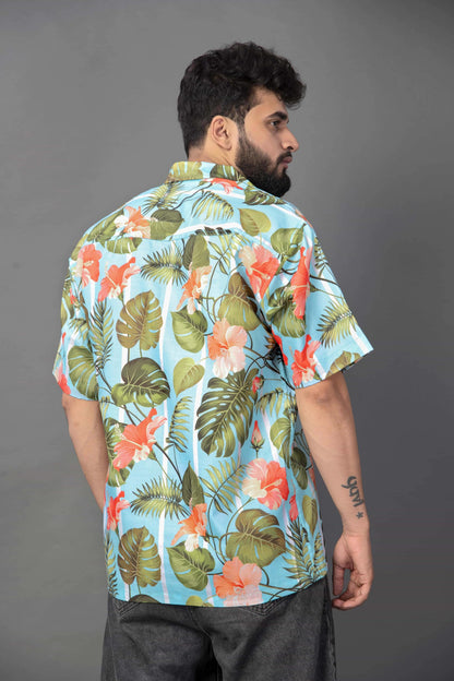 Brown Culture MenS Cotton Blend Abstract Print Shirt With Spread Collared Half Sleeves Standard Length And Button Down Closure