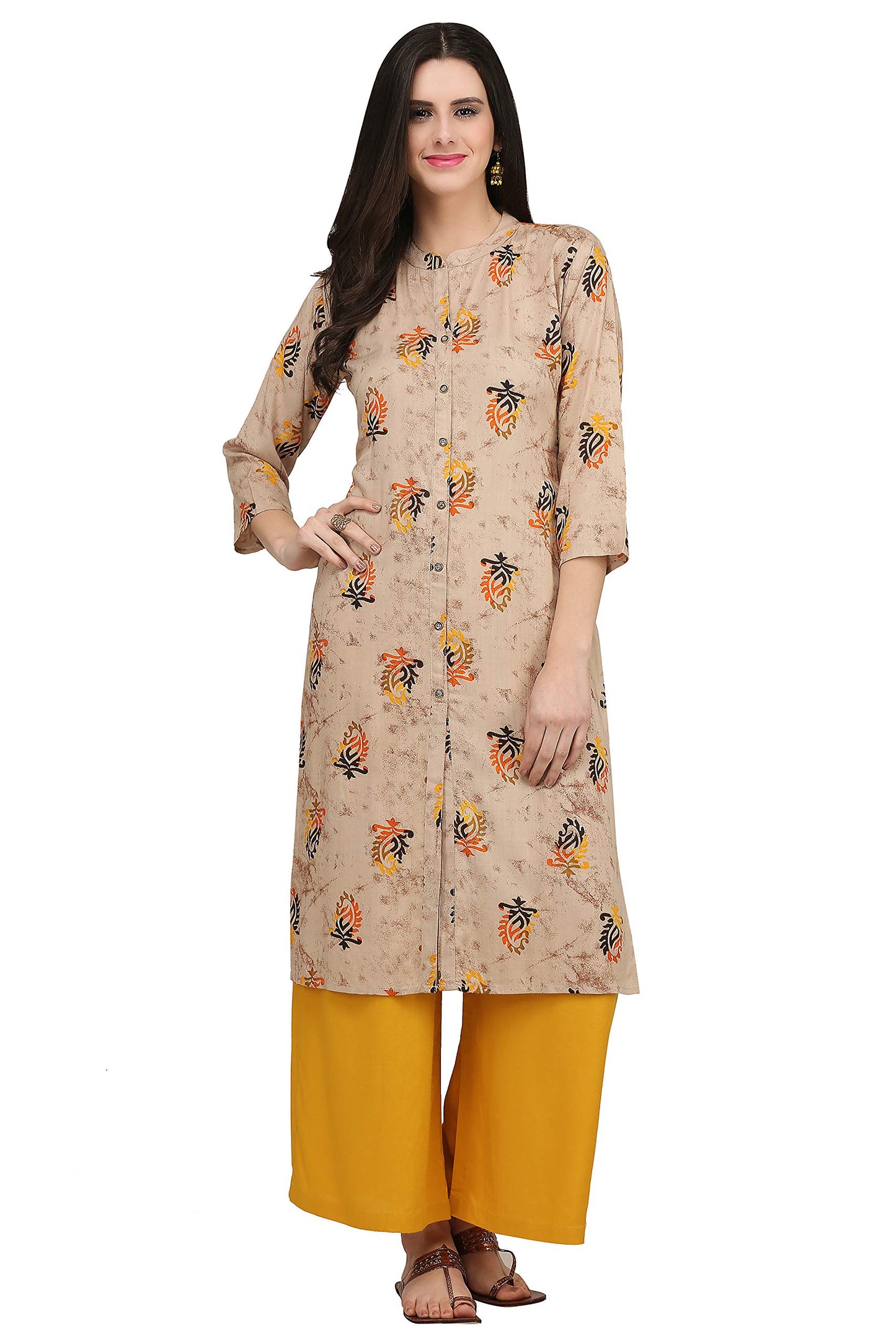 GoSriKi Women's Rayon Printed Straight Kurta