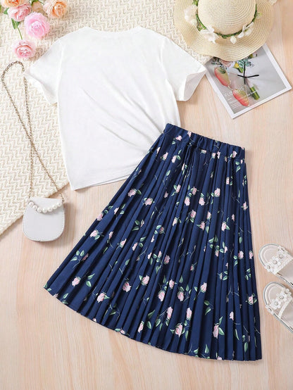TAGAS Girls Flower Print Top & Skirt || fancy dress for girls || party dress for girls