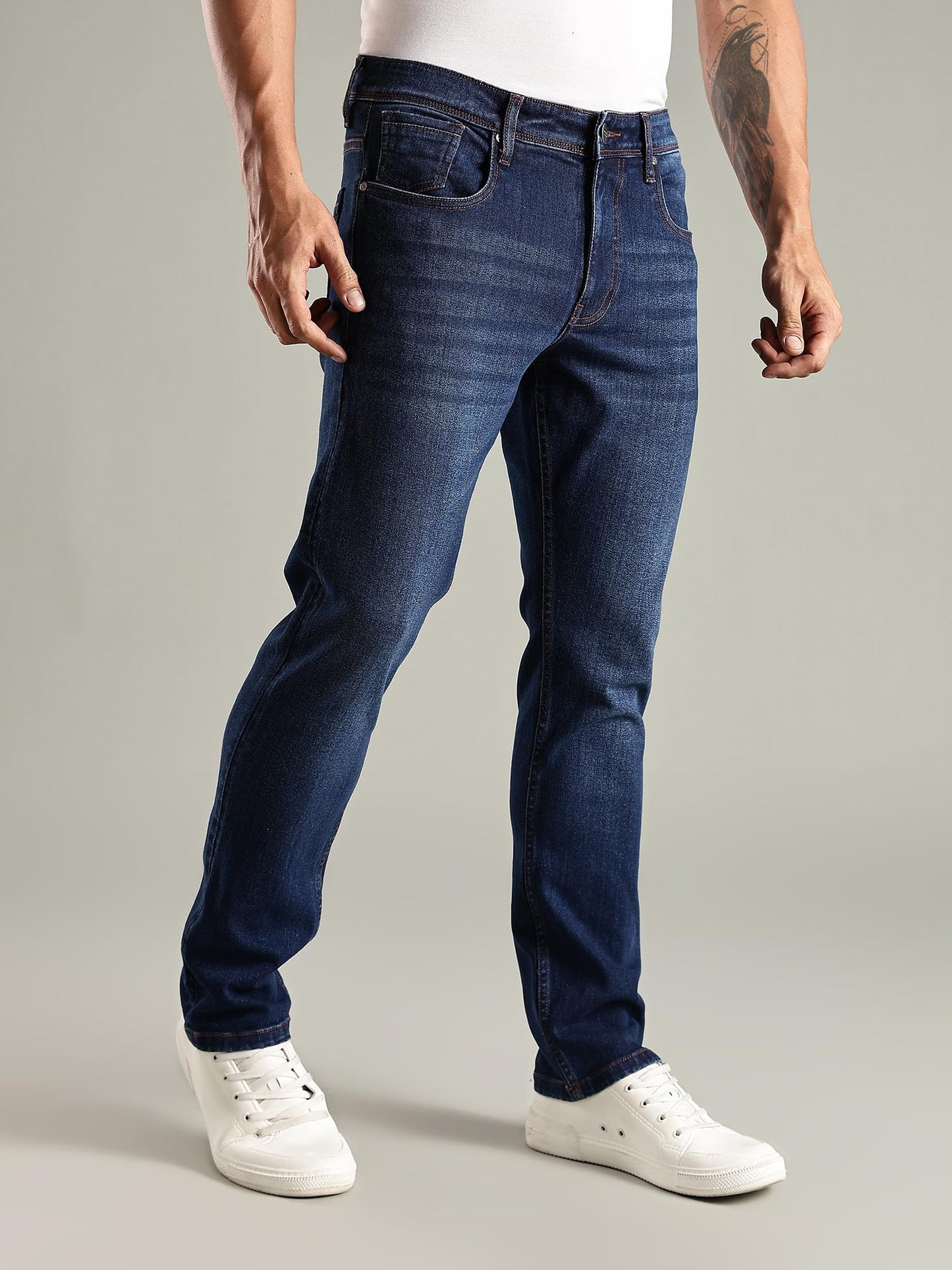 Thomas Scott Mens | Mild Fade | Stright Fit | Denim | Regular Wear | Stretchable | Casual Jeans for Men Indigo