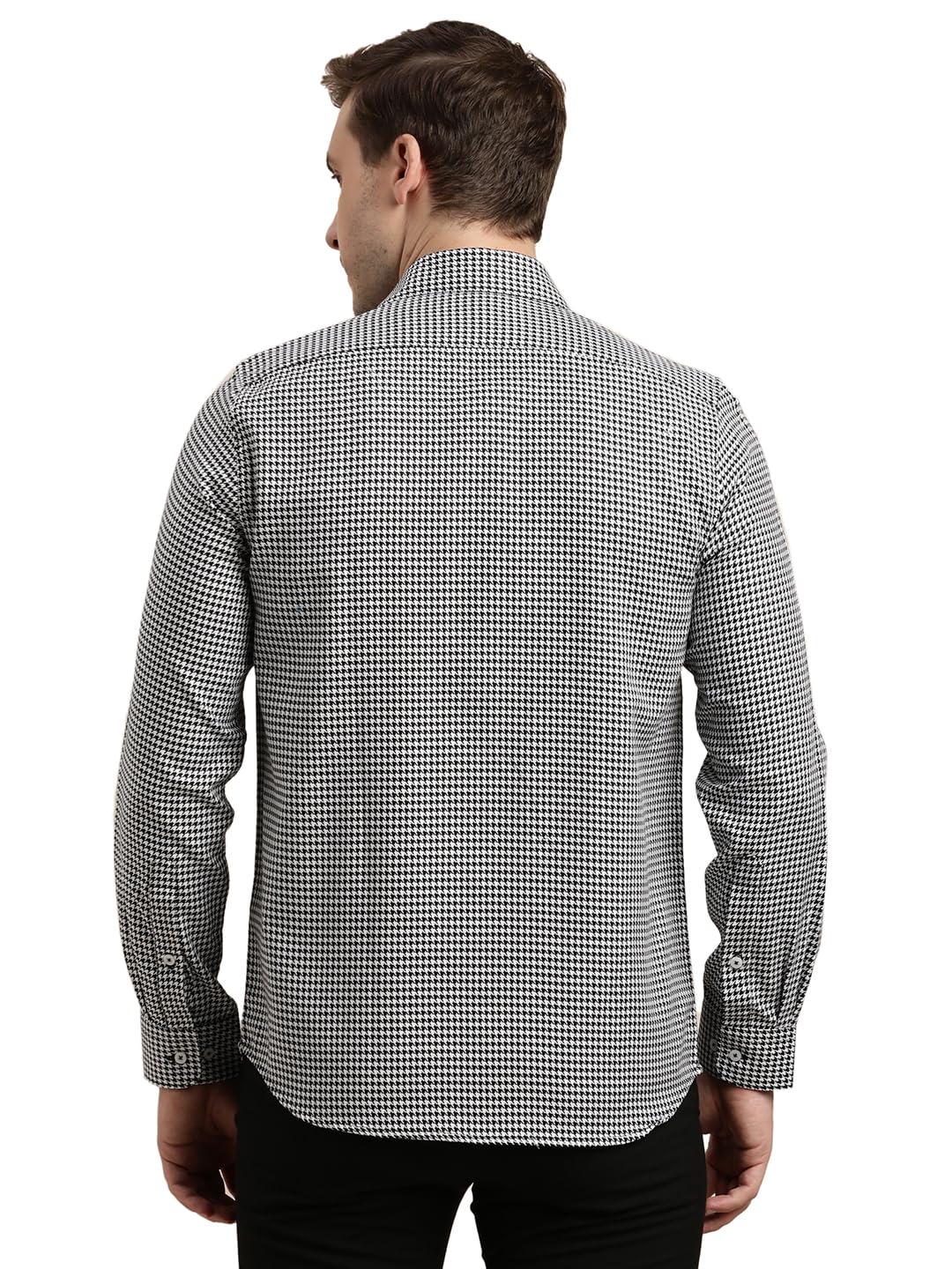 Turtle Men Giza Cotton Slim Fit Black Dobby Print Formal Shirt