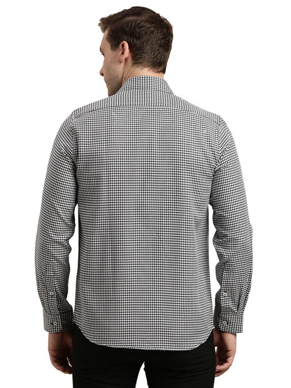 Turtle Men Giza Cotton Slim Fit Black Dobby Print Formal Shirt