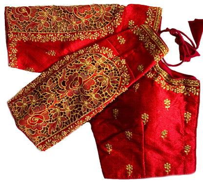 Vihu Fashion WomenS Flower Embroidery Sleeves Cut Work Readymade Saree Blouse