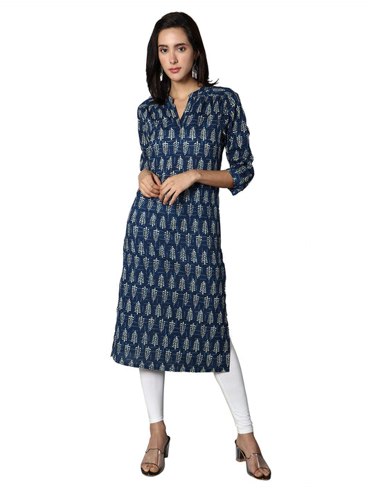See Designs Blue, White Abstract Women's Kurta