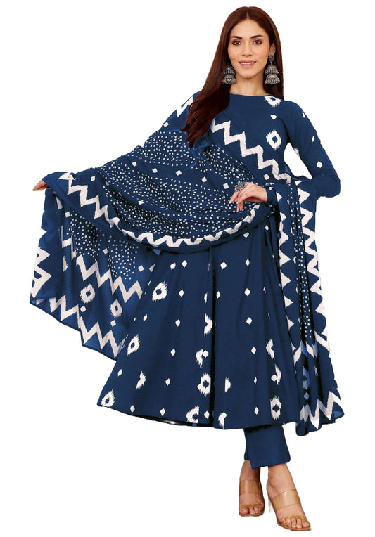 ANNI DESIGNER Women's Rayon Viscose A-Line Printed Kurta with Pant & Dupatta