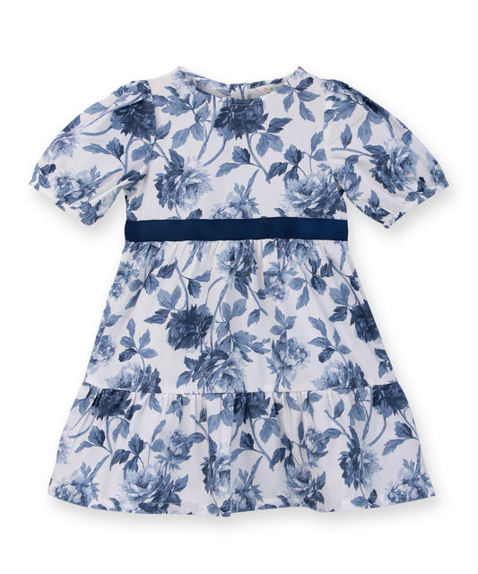Floral fit-and-flare dress WHITE