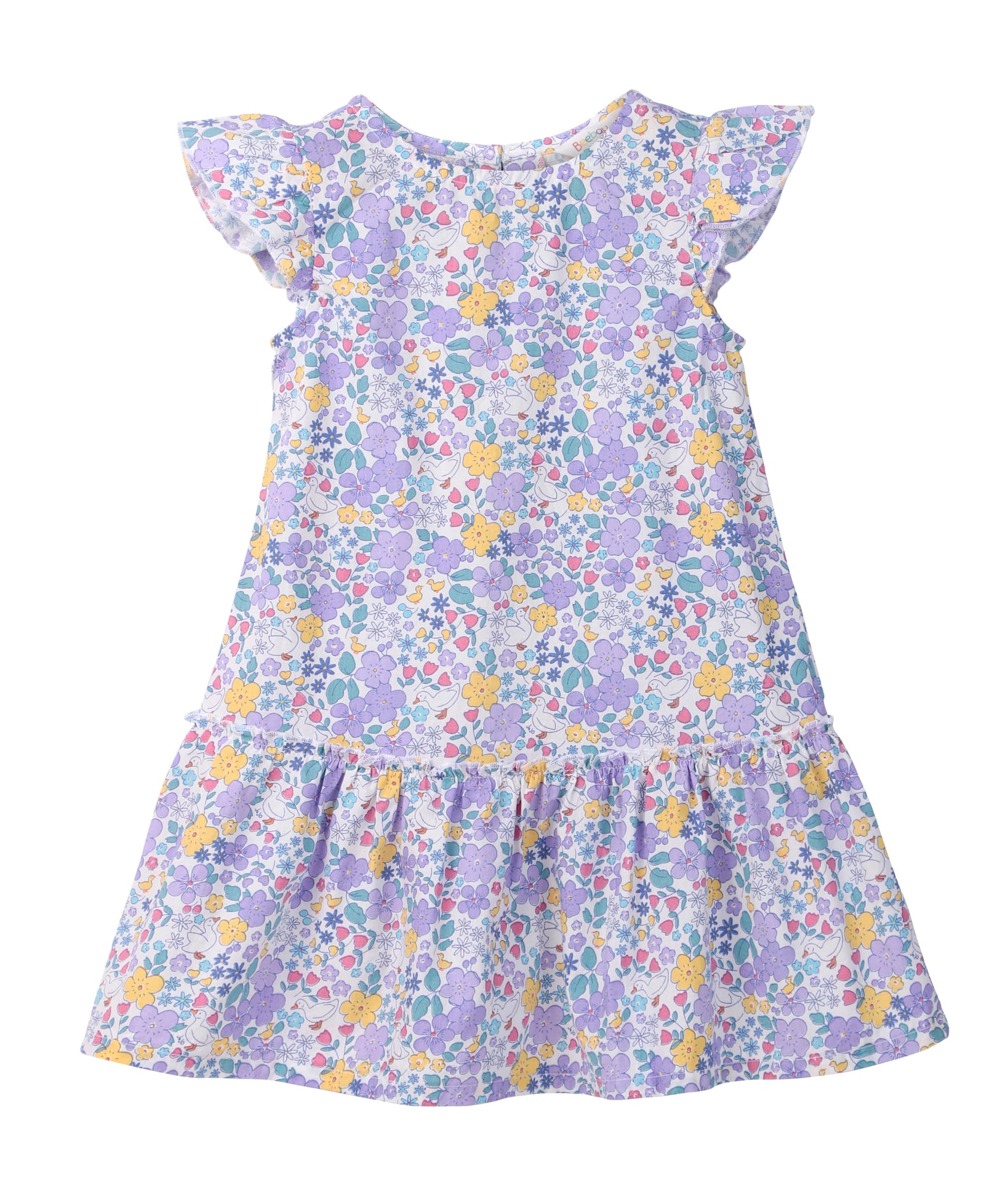 FLORAL PRINT FRILL DRESS MULTI - COL