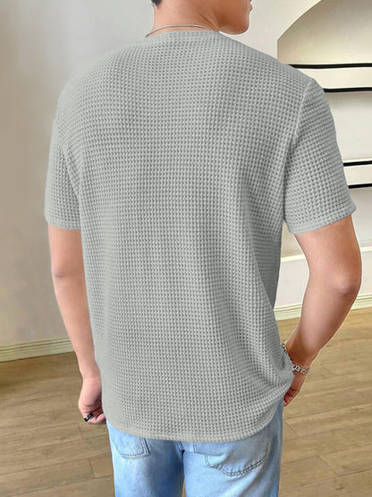 Noble Monk MenS Solid Regular Fit T-Shirt (T1116_Model_Cement Grey-1116