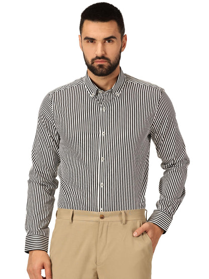 Thomas Scott 100% Cotton Full Sleeves Button-Down Collar Slim Fit Formal Shirt for Mens Black