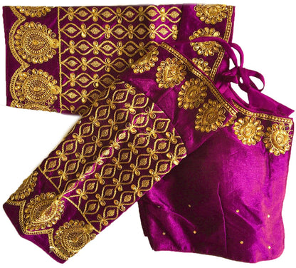 Vihu Fashion WomenS Silk Embroidery Coding Multi Work Readymade Saree Blouse