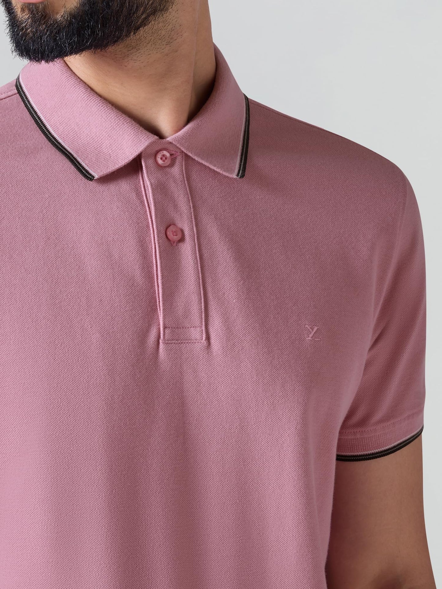 XYXX Accent Solid Halfsleeve Polo Tshirt for Men Blush Pink
