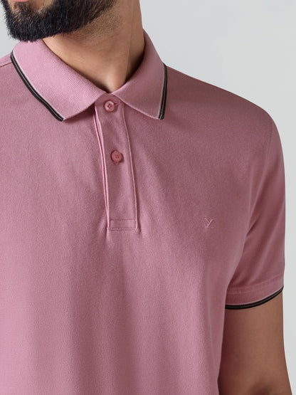 XYXX Accent Solid Halfsleeve Polo Tshirt for Men Blush Pink