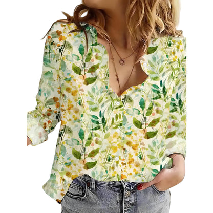 Gufrina WomenS Floral Printed Button Down Western Shirt With Collar Neck And Rolled-Up Long Sleeves In Relaxed Fit