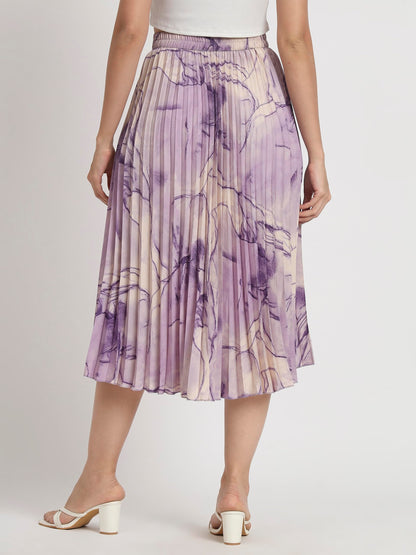 Kzully | Marble Elegance A WomanS A-Line Midi Printed Skirt Masterpiece Purple