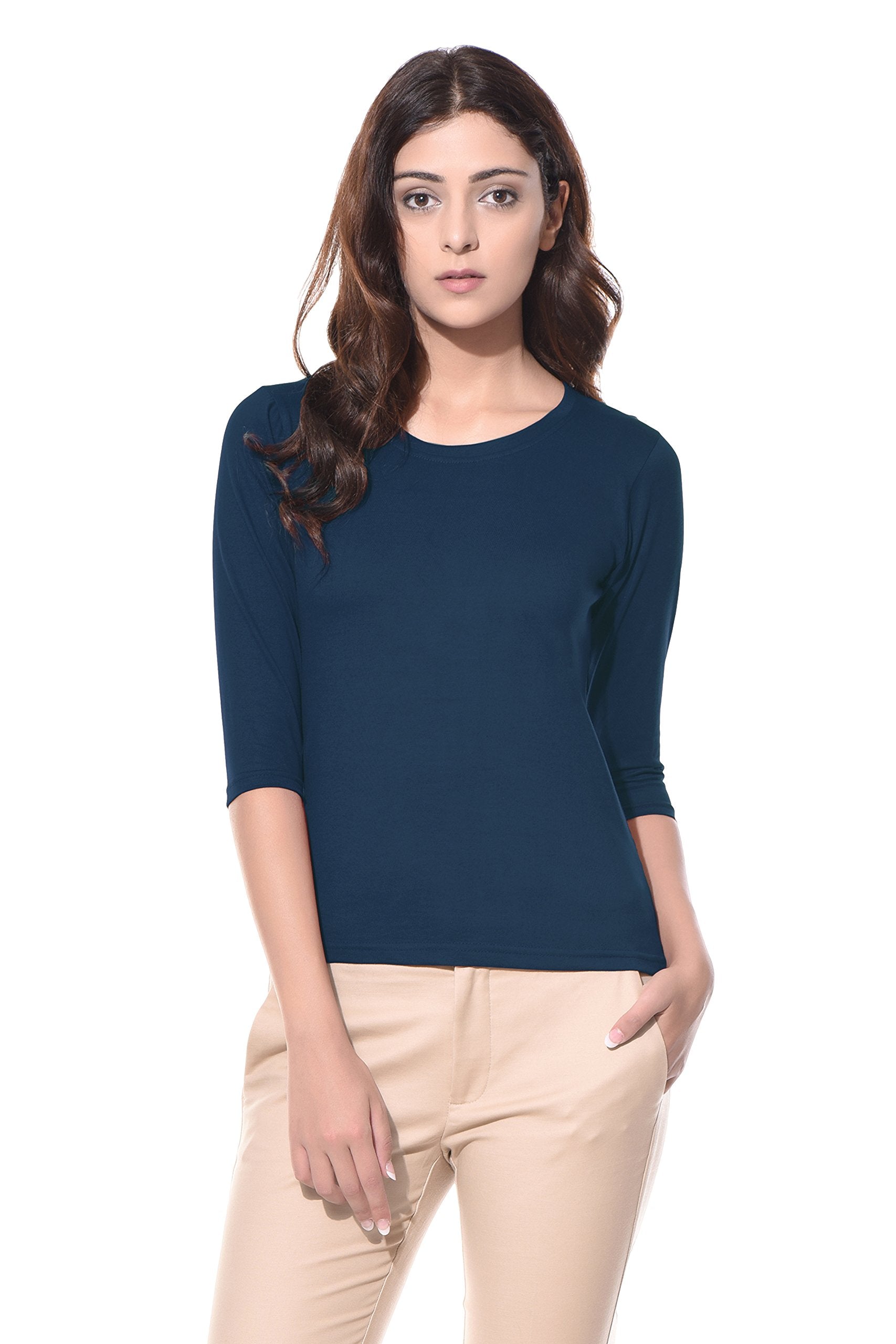 Miss Chase WomenS Basic Top (Mcs14Ts01-06_Navy Blue_Large)