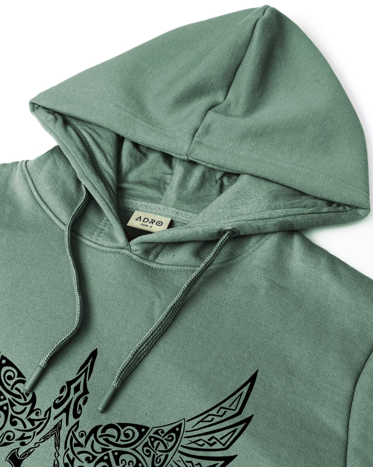 ADRO Men's Cotton Neck Hooded Sweatshirt (H24-BIRD-PT_Pista