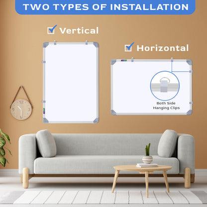 Eduway 2x3 Feet Kunj Non-Magnetic Double-Sided White Board and Chalk Board | Ideal Use for Home, Office, Kids with Sliding Hangi
