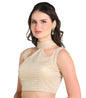 Pujia Mills WomanS Readymade Sleeveless Gold Blouse Halter Neck With String Pattern Backless Ethnic Wear Pattern Choli Blouse