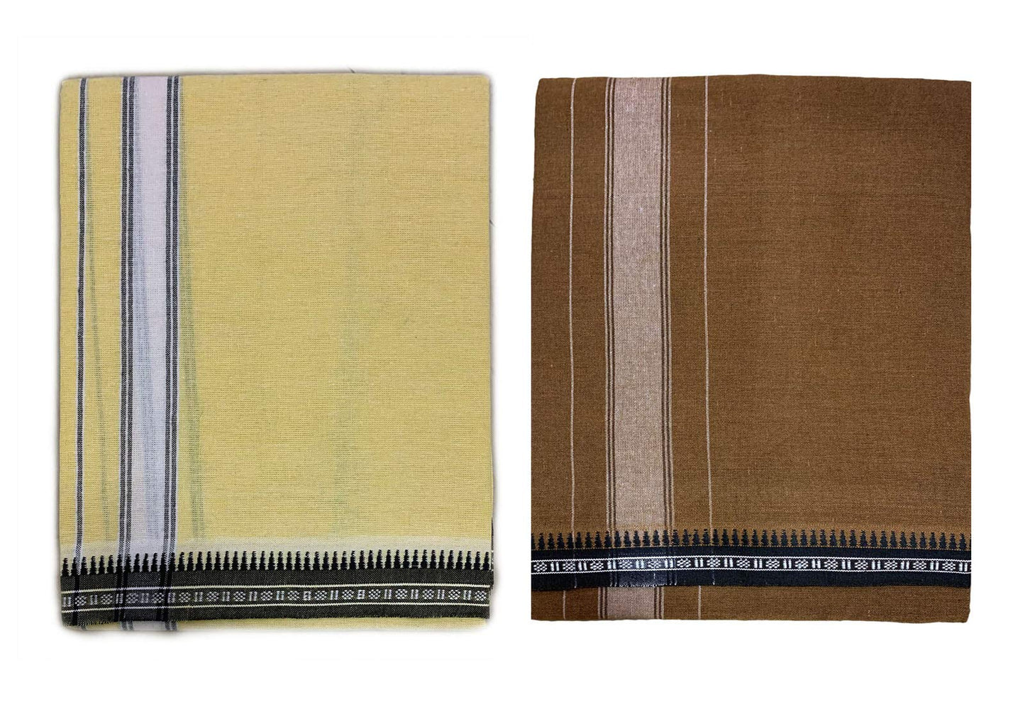 Prakasam Cotton Mens Colour Thalapathi Border Single Dhoti/Size1.28X2.00 Mtrs/Combo Pack Of 2 Dhoties