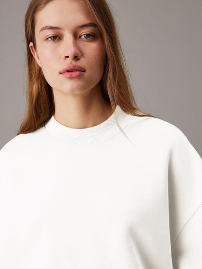 Kotty WomenS Fleece Sweatshirt Solid Pattern With Classic Round Neck(White,Xl)