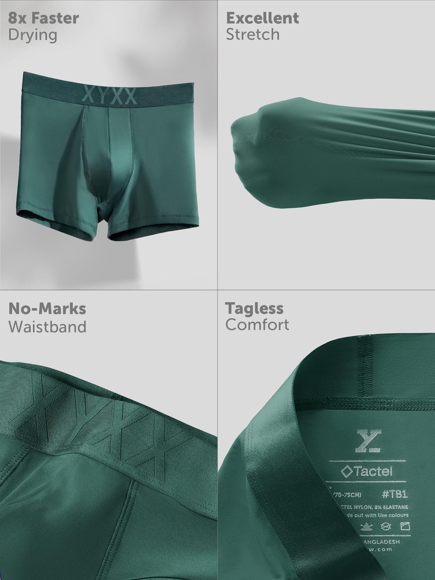 XYXX Mens Nylon Solid Trunks (Pack of 1) (XY_TB2_TRNK_Opal Grey