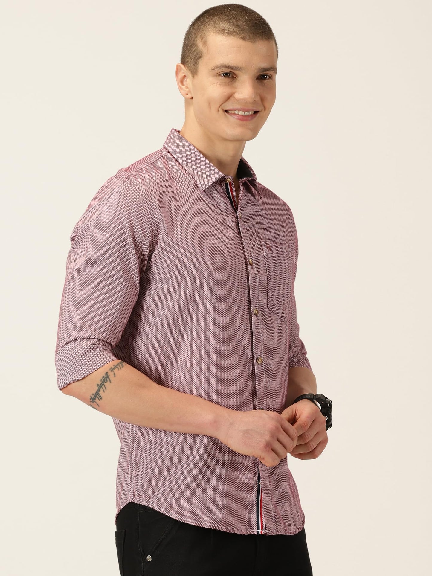 Thomas Scott Cotton Slim Fit Shirt Maroon