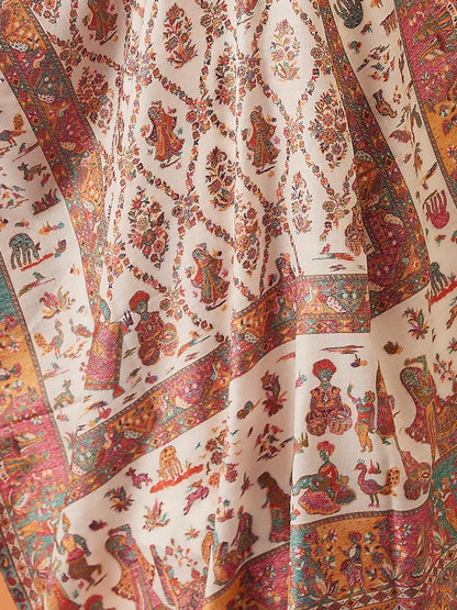 Pashmoda Women Gulbahar Kaani Wool Blend Kashmiri Shawl, Stole, Scarf, Luxury Pashmina Evening Wrap (Size: 101 X 203 CM)