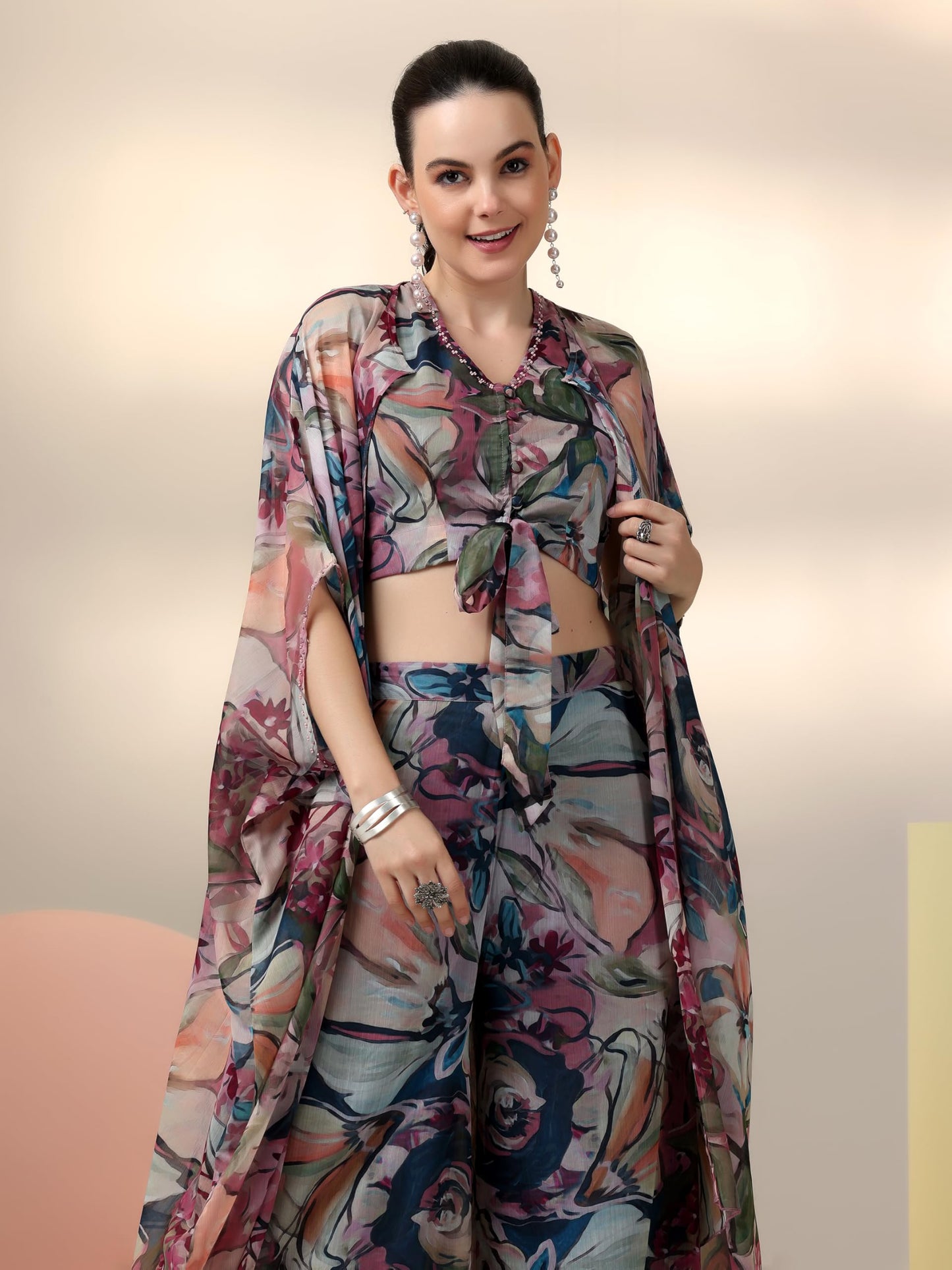 Libas Womens Printed Chiffon Co-Ord Set For Women