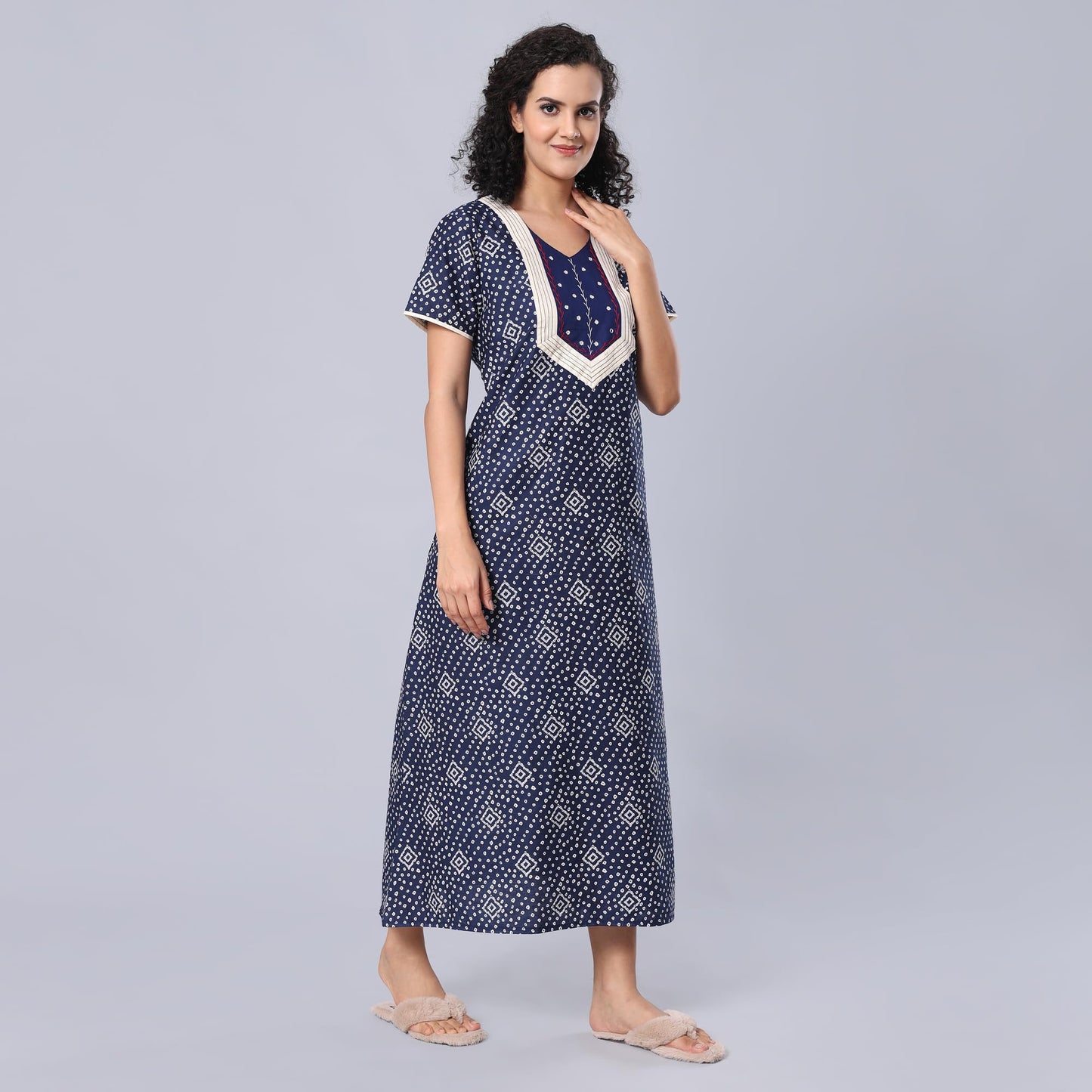 Evolove WomenS 100% Cotton Supersoft With Beautiful Embroidery Long Maxi Night Gown Nighty Dress With Pocket, Most Comfortable