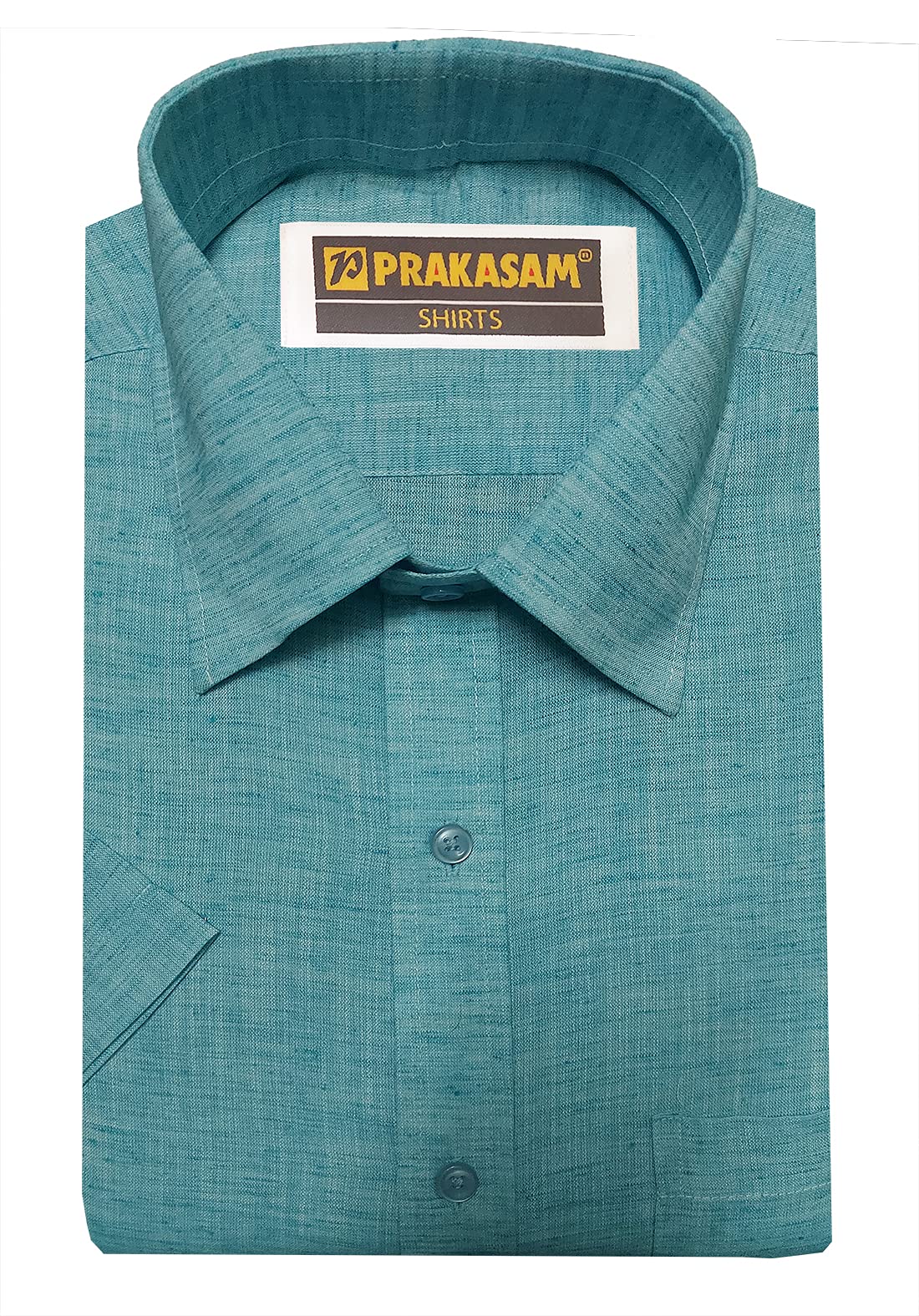 Mens Regular fit Linen Look Cotton Half Sleeve Shirt Blue