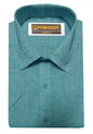 Mens Regular fit Linen Look Cotton Half Sleeve Shirt Blue