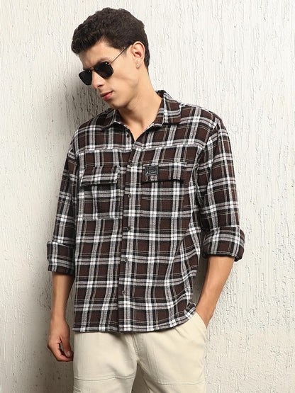 Hubberholme Men Summer Cotton Spread Collar Long Sleeves Oversized Casual Shirt 31